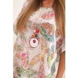 Kesi Włoski Women's cotton blouse with butterfly motif short sleeve white | Shoptok.si