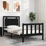 The Living Store Posteljni okvir z vzglavjem ?rn trden les - Posteljni Okvir, (21528608) | Shoptok.si