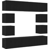 vidaXL 6-delni set TV omar, zidna, črna hrastovina, inženirski les, črna hrastova TV stojala 80x30x30 cm, narejena iz inženirskega lesa, zidne TV omare 2 kosa, črna hrastovina, 30.5x30x30 cm | Shoptok.si