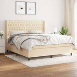  Box spring postelja z vzmetnico krem 180x200 cm blago | Shoptok.si