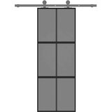  Klizna vrata crna 76x205 cm od kaljenog stakla i aluminija | shoptok.hr