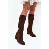 Zazoo Suede Knee High Boots With Zip Chocolate Lissara Cene