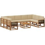vidaXL Zunanja garnitura za sedenje z blazino 10 pcs Naravna in bež, (5000280188) | Shoptok.si
