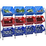 vidaXL Stojalo za 12 zabojev srebrno 190x33x116 cm jeklo | Shoptok.si