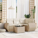  5-dijelni vrtni set sofa s jastucima bež od poliratana | shoptok.hr
