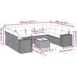  10-dijelni set vrtnih sofa od poliratana s jastucima sivi | shoptok.hr