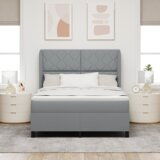 Box Posteljni okvir s pogradom in vzmetnico - Svetlo siva, 160x200 cm, Tkanina, (22052909) | Shoptok.si