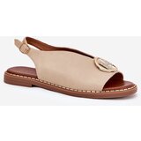 Boto Flat elegant sandals with decoration beige Iseliria | Shoptok.si