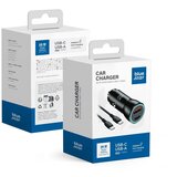 Blue Star Avtomobilski polnilec USB-C 25W + USB 18W + kabel USB-C, Črna, (5000070130) | Shoptok.si
