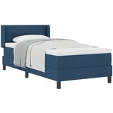 vidaXL postelja na škatli z vzmetnico modra 90x200 cm tkanina, vzglavnik s gumbom modra 90 cm tkanina | Shoptok.si