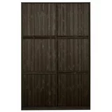 BePureHome Temno rjava garderobna omara iz masivnega bora z drsnimi vrati 139x215 cm Katoi –