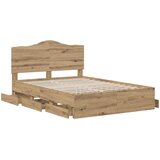  Bed Frame with Storage and Headboard Artisan Oak 140 x 190 cm | shoptok.hr