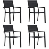  Vrtne stolice 4 kom crne HDPE s izgledom drva | shoptok.hr