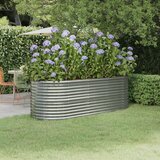 vidaXL Visoka greda iz prašno premazanega jekla 224x80x68 cm srebrna Cene