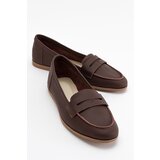 LuviShoes F02 Brown Skin Women's Flats From Genuine Leather. Cene