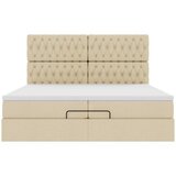 Otomanski okvir kreveta s madracima krem 200x200cm od tkanine | shoptok.hr