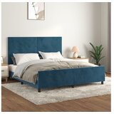  Posteljni okvir z vzglavjem temno moder 160x200 cm žamet | Shoptok.si