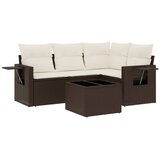  5-dijelni set vrtnih sofa s jastucima poliratan smeđi | shoptok.hr