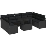 vidaXL set od 10 komada vrtnih sofa s jastučićima crni poli ratan, dvosedna vrtna sofa s pohranom i jastučićima crni poli ratan Cijene