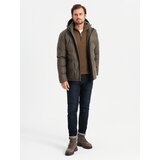 Ombre Men's lightweight jacket with hood and mesh lining - olive | shoptok.hr