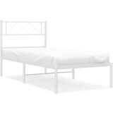 Maison Chic Kovinski Posteljni okvir - Enojna postelja - Postelja za odrasle z vzglavjem bel 80x200 cm, (21693934) Cene