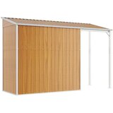 vidaXL Vrtna kućica s dužim krovom svjetlosmeđa 277x110 5x181 cm čelik | shoptok.hr