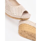 GOODIN Beige openwork wedge sandals | Shoptok.si