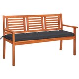 3 Vrtna klupa s jastukom za 3 osobe 150 cm od drva eukaliptusa | shoptok.hr