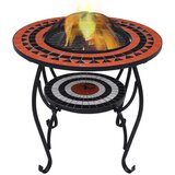 vidaXL Ognjišče z mizico terakota in bel mozaik 68 cm keramika | Shoptok.si