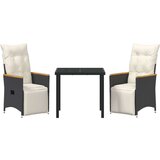  3-delni set za vrt z blazinami Črna poli ratan, (22087638) | Shoptok.si