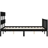  Kreveta s uzglavljem crni 140 x 190 cm od masivnog drva | shoptok.hr