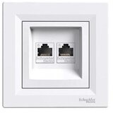 Schneider Electric Electric Asfora CAT6, UTP RJ45 vgradni dvojni podatkovni konektor, bel (EPH4800121) | Shoptok.si