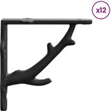  Nosači za zidne police 12 kom. Crna 21.5 x 21.5 x 3.5 cm Čelik - Crna 21 x 21 x 4 cm 12 | shoptok.hr