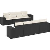  9-dijelni set vrtnih sofa s jastucima crni od poliratana Crna i krem | Shoptok.si