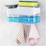 NIKCORP Stenski milnik 2v1 s prostorom za gobo, dve komori po 500 ml, dozirnik za milo in detergent brez vrtanja, črn/prozoren, (5000241968) | Shoptok.si