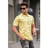 Madmext Men's Polo Neck Yellow Patterned T-Shirt 5817 Cene