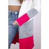 Kesi Cardigan sweater with straps raspberry+ecru | shoptok.hr