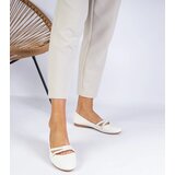 Gemre White matte eco-leather women's ballet flats Baronna | Shoptok.si