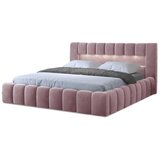 ELTAP Rožnata oblazinjena zakonska postelja s prostorom za shranjevanje z letvenim dnom 140x200 cm Lamica – | Shoptok.si