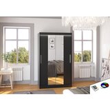 ADRK Klizni ormar SANTOS s ogledalom i LED rasvjetom, 120 cm - CRNA | shoptok.hr