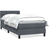 vidaXL Box spring postelja z vzmetnico temno siva 90x220 cm žamet | Shoptok.si