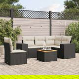  6-dijelni set vrtnih sofa s jastucima crni od poliratana | shoptok.hr