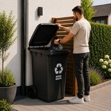  Set od 2 kante za otpad 2x240L crno-smeđe, opći otpad, BIO gumeni kotači Slike