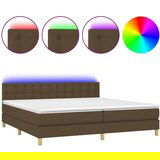 vidaXL Box spring postelja z vzmetnico LED temno rjava 200x200cm blago, (20901290) | Shoptok.si