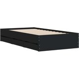 vidaXL Posteljni okvir s predali črn 75x190 cm inženirski les | Shoptok.si