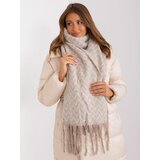 Fashion Hunters Beige and white women's knitted scarf cene