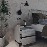  Noćni ormarić s metalnim nogama boja sivog hrasta 40x35x50 cm | shoptok.hr
