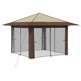 Gazebo s 4 bočne strane 3,3 x 3,3 m Krema i smeđa | Eponuda.com
