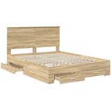  Krevetna konstrukcija s ladicama Sonoma hrast 150 x 200 cm | shoptok.hr