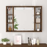 Ormarić s ogledalom LED boja smeđeg hrasta 76 x 15 x 55 cm | shoptok.hr